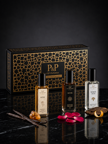 The Discovery Trio | Extrait de Parfum Gift Set | Rose, Musk & White Oud | 3 x 20ml